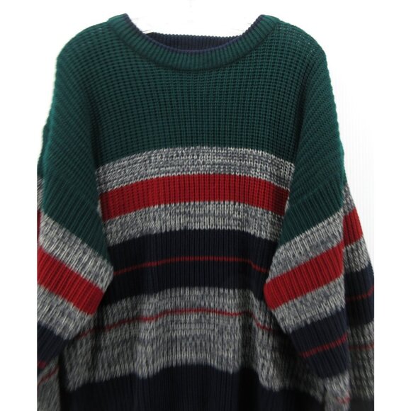 VINTAGE McGregor Sweater Large Pullover Striped 90s Grandpa Colorful - Picture 2 of 9